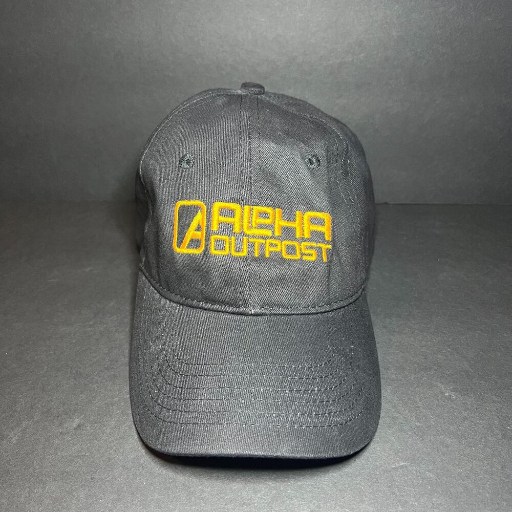 Alpha Outpost Apollo Mens Black Orange Embroidered Logo Adjustable Baseball Hat